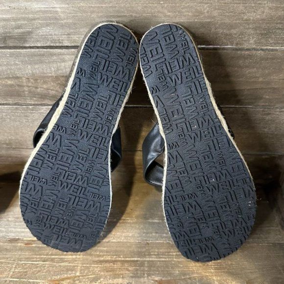 Womens Weil Orthoheel Wedge Heeled Black‎ Leather Flip Flops Sandals Size 10 B - Picture 5 of 6